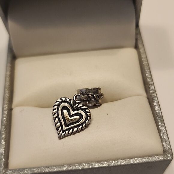 Collectible 925 IBB THAI Heart Dangle Slide Charm Sterling silver - Picture 3 of 4